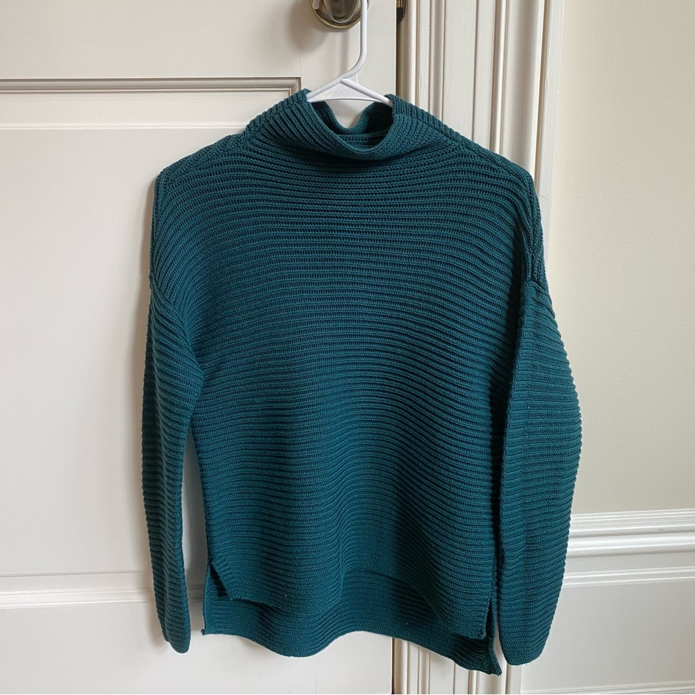 Vince Camuto XS Green Winter Cotton Acrylic Turtleneck Sweater